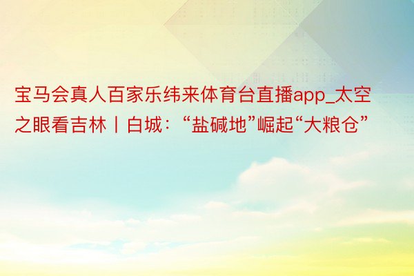 宝马会真人百家乐纬来体育台直播app_太空之眼看吉林丨白城：“盐碱地”崛起“大粮仓”