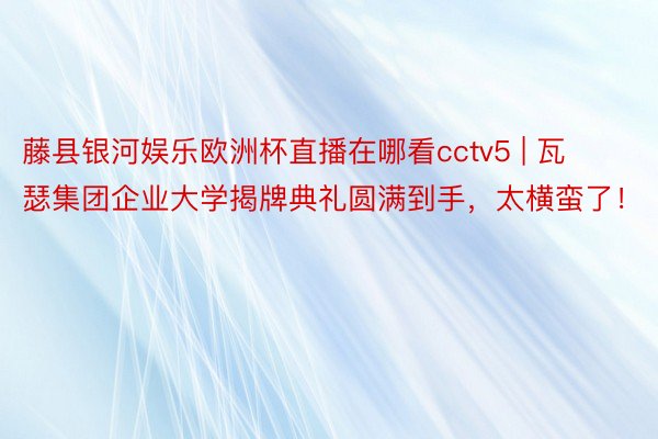 藤县银河娱乐欧洲杯直播在哪看cctv5 | 瓦瑟集团企业大学揭牌典礼圆满到手，太横蛮了！